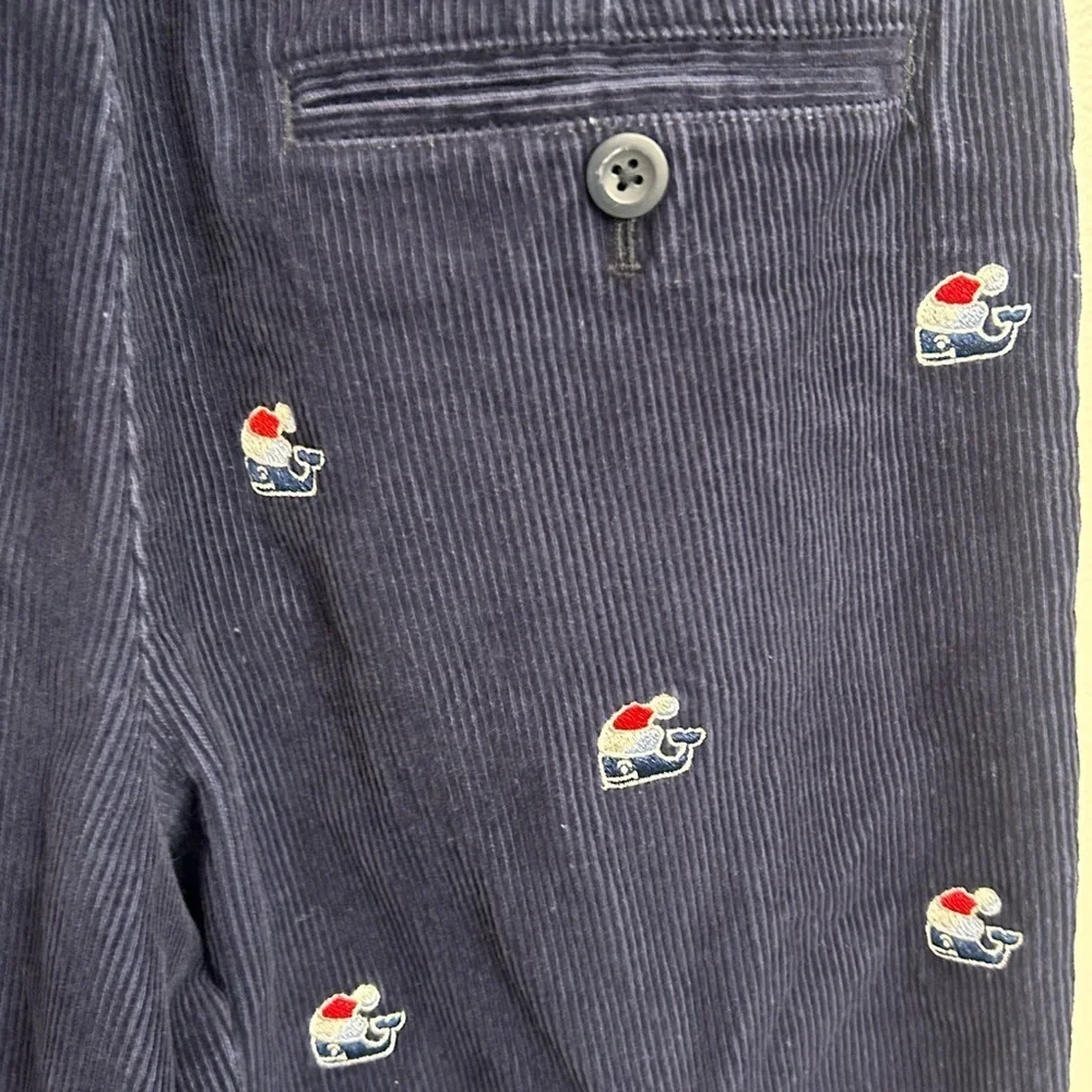 Boys 14 navy blue vineyard vines corduroy straight pants. Whale with Santa